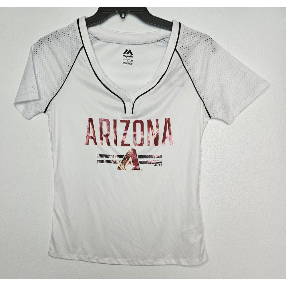 Arizona Diamondbacks MLB Baseball Jersey Majestic Mesh White Womens M L Dbacks